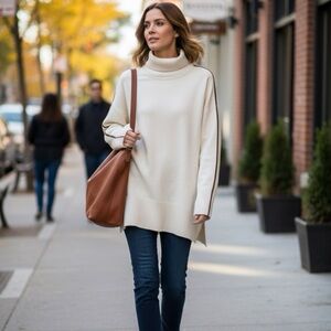 French Connection Cream Turtleneck Sweater